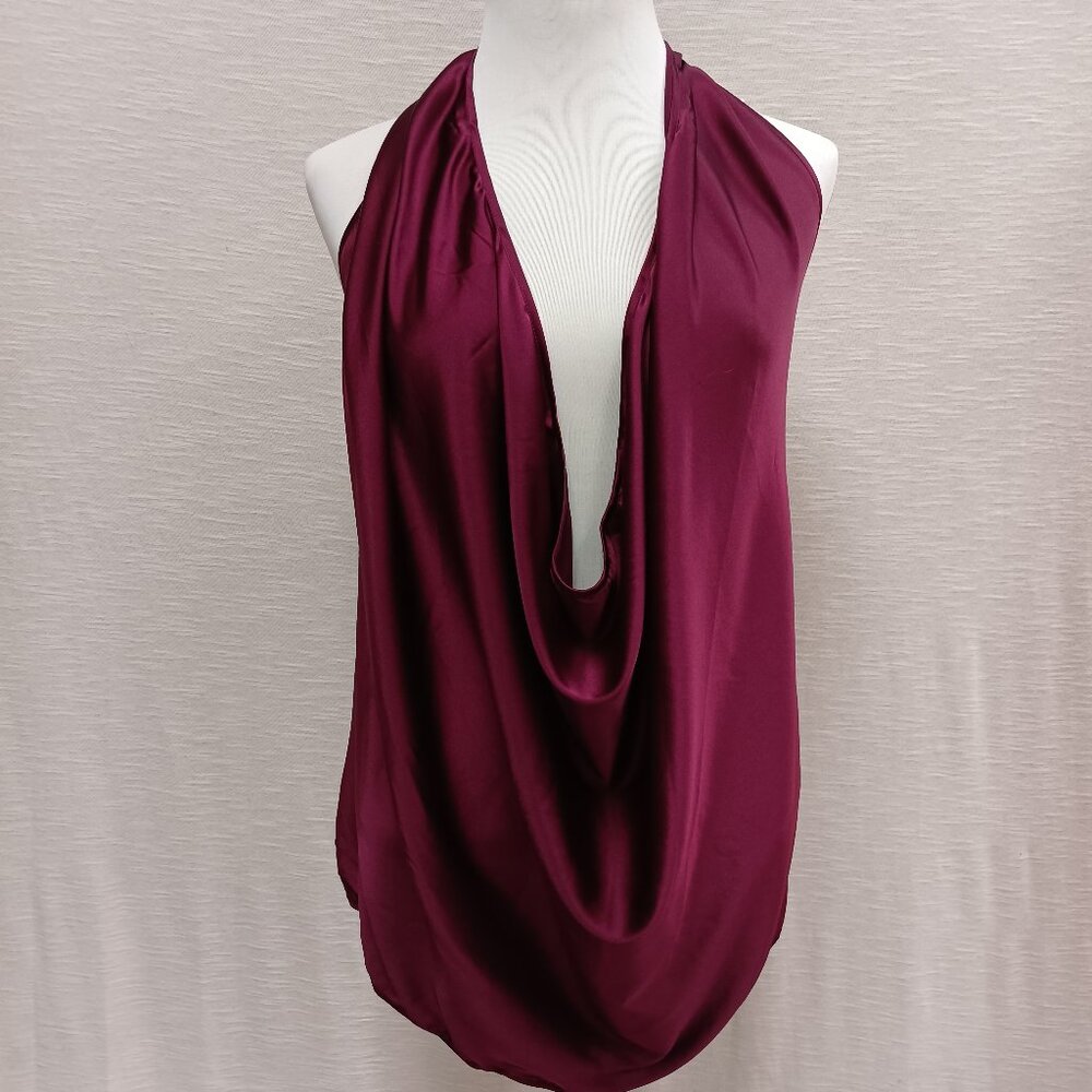 New Ramy Brook "Harriet" silk halter top - Mahogany - 6 ways to wear - Large